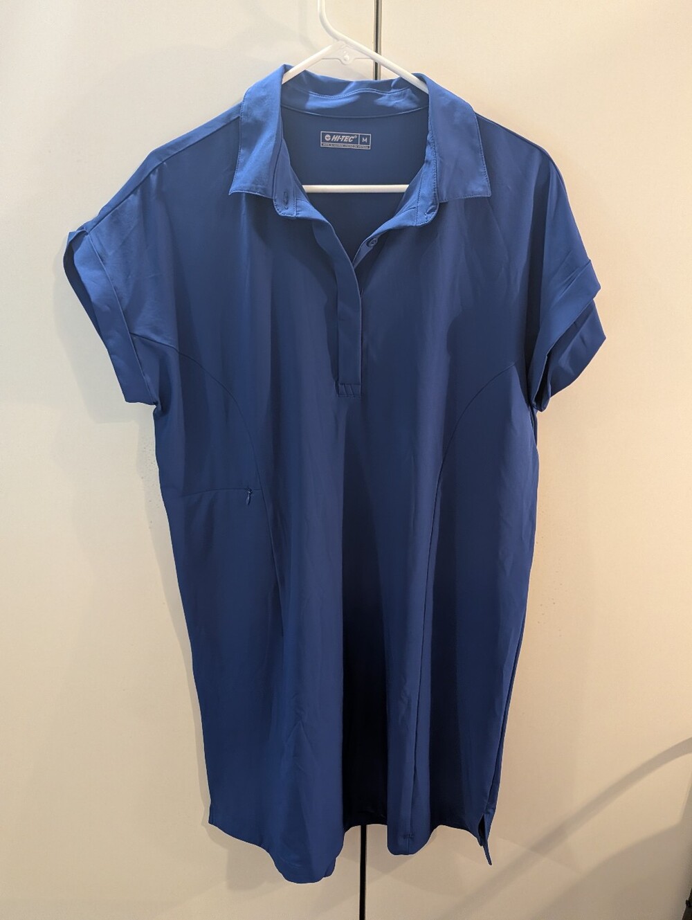 Hi-tec Woman's Medium Blue Short Sleeve Deep Blue Collared Athletic Dress NWT